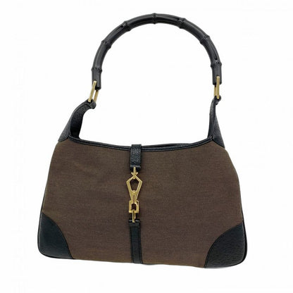 Gucci Handbag Bamboo Jackie 001 4060 Canvas Brown Black Chien Pan Gold Hardware