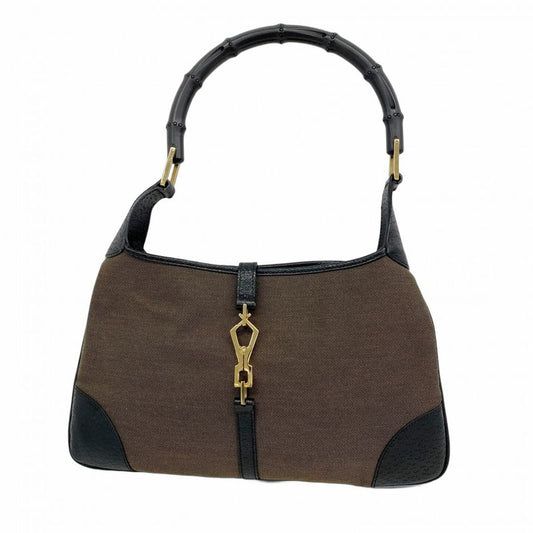 Gucci Handbag Bamboo Jackie 001 4060 Canvas Brown Black Chien Pan Gold Hardware