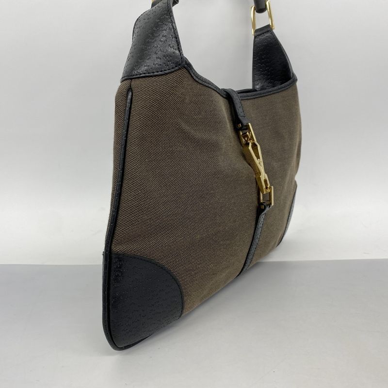 Gucci Handbag Bamboo Jackie 001 4060 Canvas Brown Black Chien Pan Gold Hardware