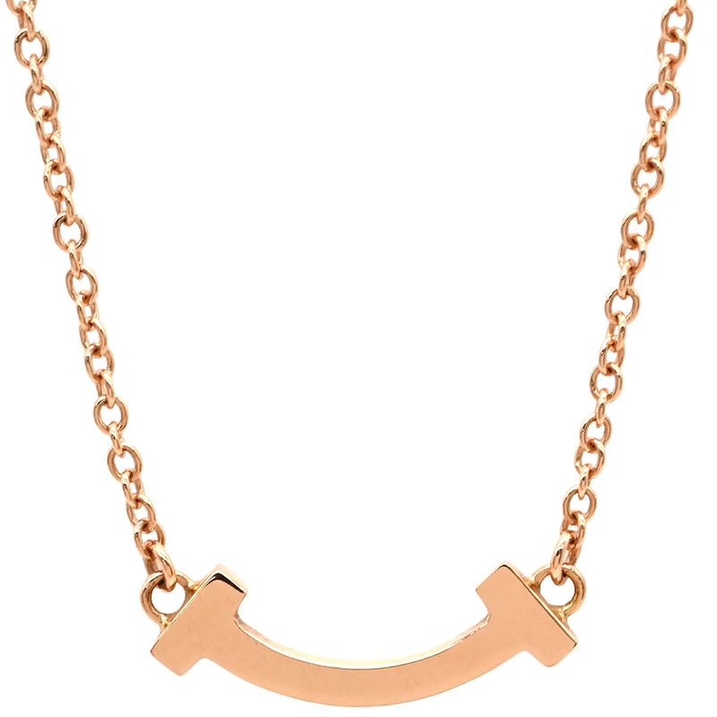 Tiffany & Co Tiffany & Co Necklace T Smile Mini Pendant 18k Pink Gold Rose Gold