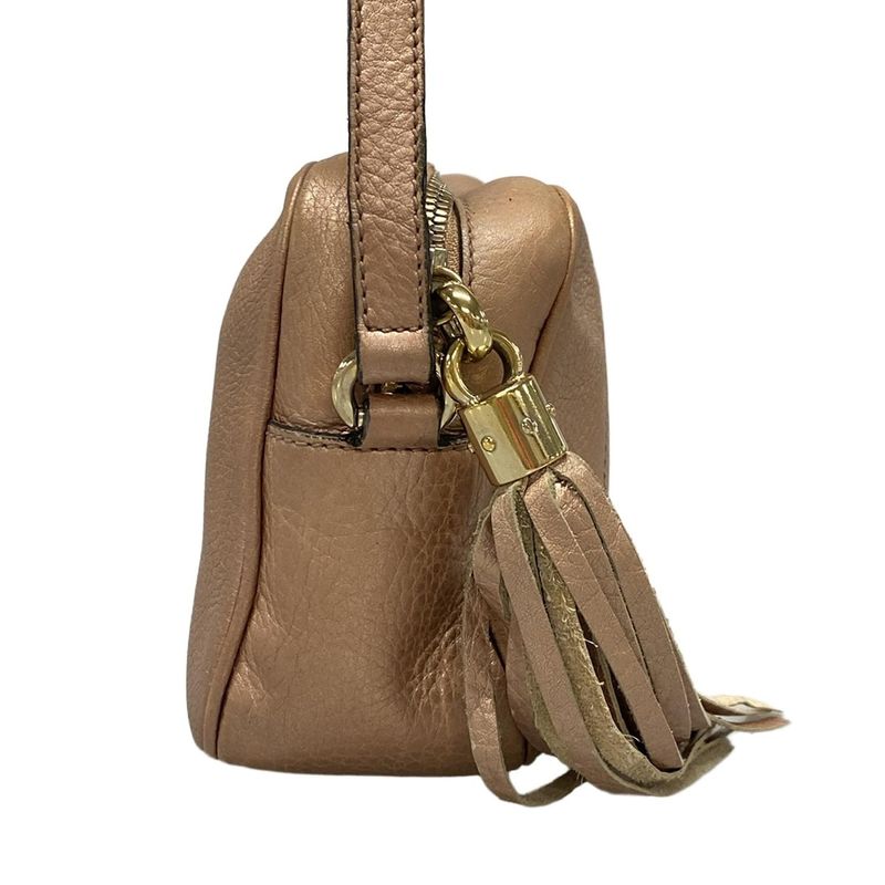 Gucci Shoulder Bag Soho 308364 Metallic Pink Tassels Leather