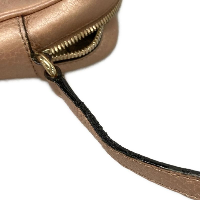 Gucci Shoulder Bag Soho 308364 Metallic Pink Tassels Leather