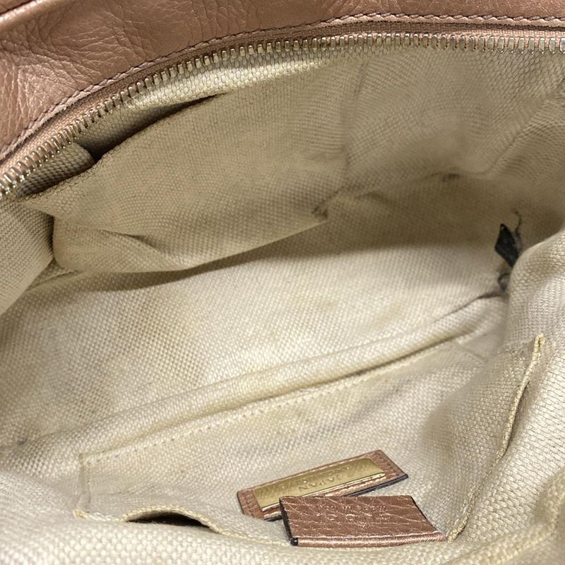 Gucci Shoulder Bag Soho 308364 Metallic Pink Tassels Leather