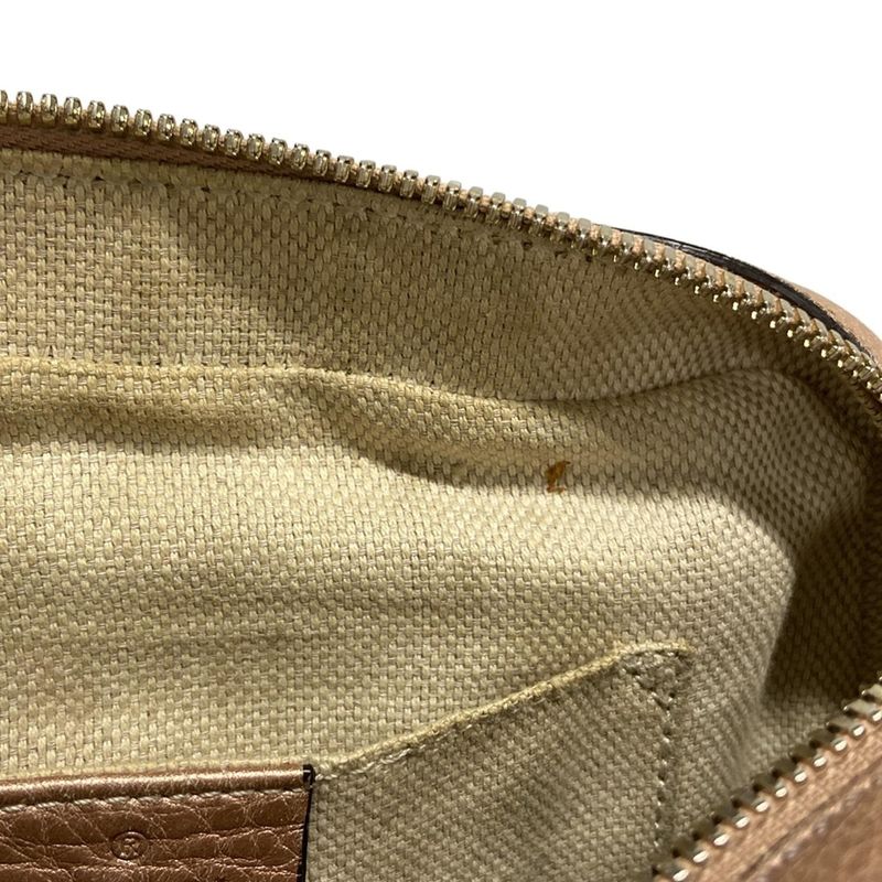 Gucci Shoulder Bag Soho 308364 Metallic Pink Tassels Leather