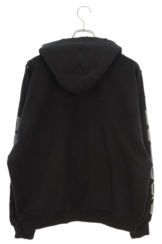 Balenciaga 24SS 767877 Tqvk7 Destroyed Nologo Print Pullover Hoodie Men's XS