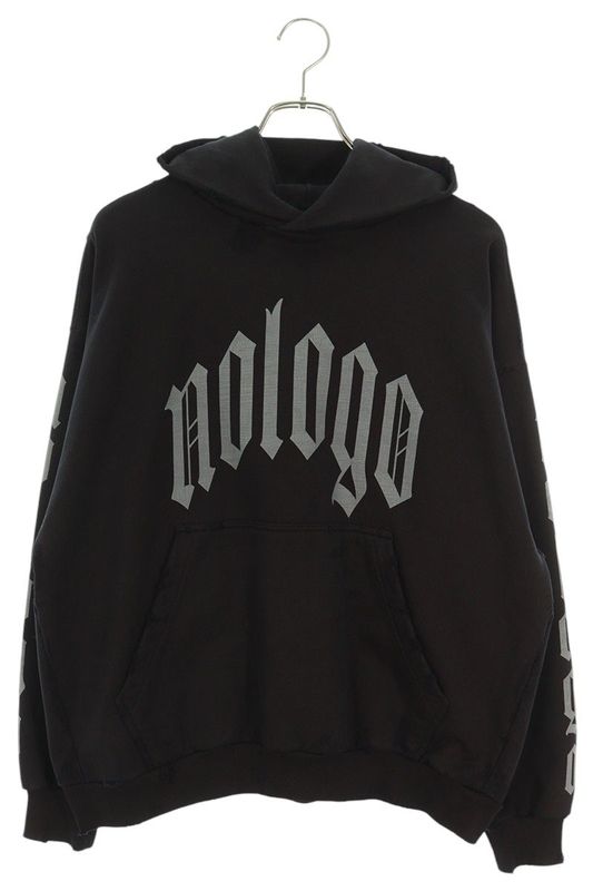 Balenciaga 24SS 767877 Tqvk7 Destroyed Nologo Print Pullover Hoodie Men's XS