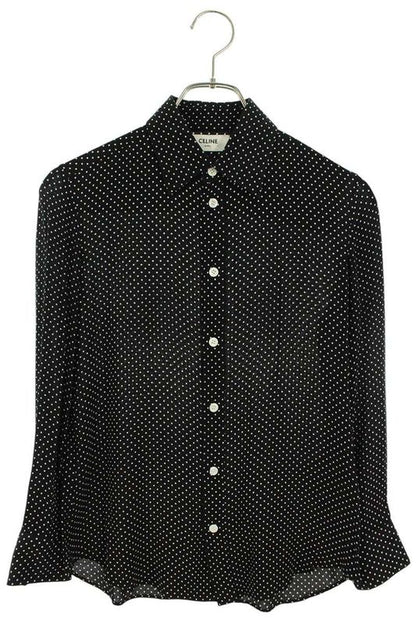 Celine Dotted Rayon Long-sleeved Shirt Women's 34