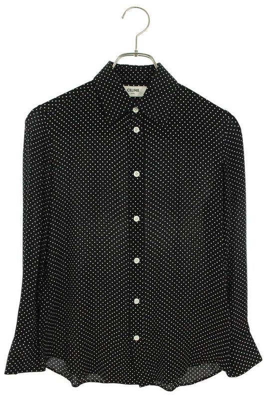 Celine Dotted Rayon Long-sleeved Shirt Women's 34