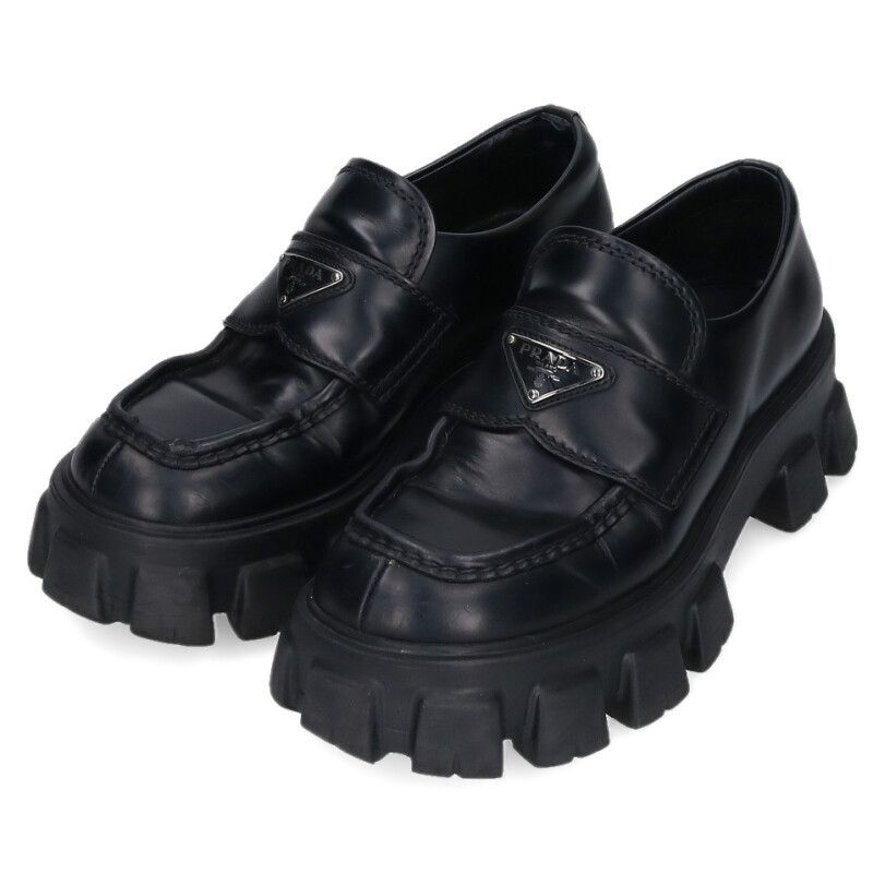 Prada 2de129 Monolith Triangle Plate Logo Loafer Men's 5.5