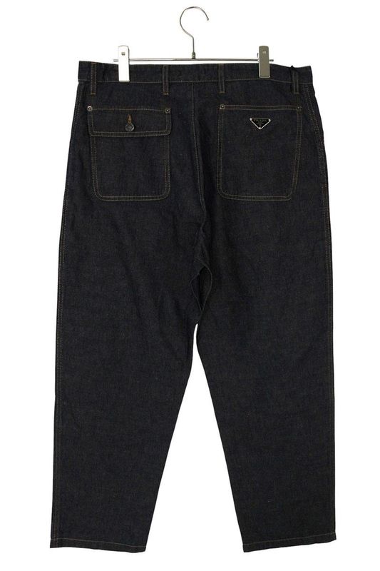 Prada Gep403 Back Triangle Plate Chien Bray Denim Pants Men's S