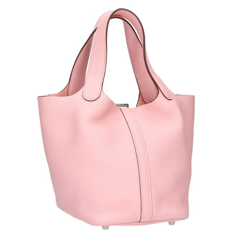 Hermes Picotin PM U Engraved Svhardware Rose Sakura Leather Handbag Ladies PM