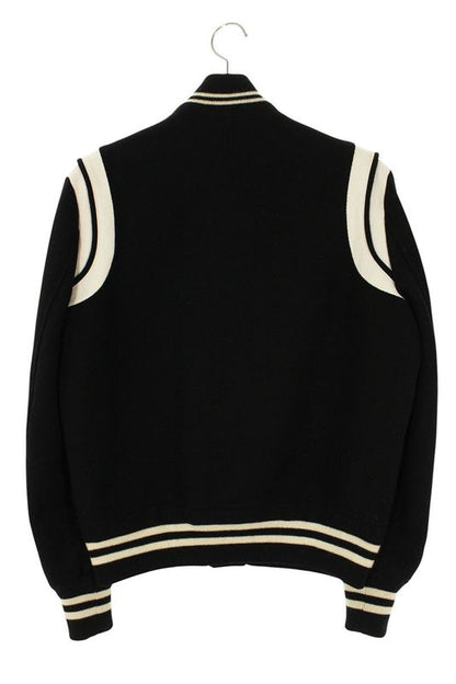 Saint Laurent Paris 325138 Y800b Leather Trim Stadium Teddy Blouson Men's 46