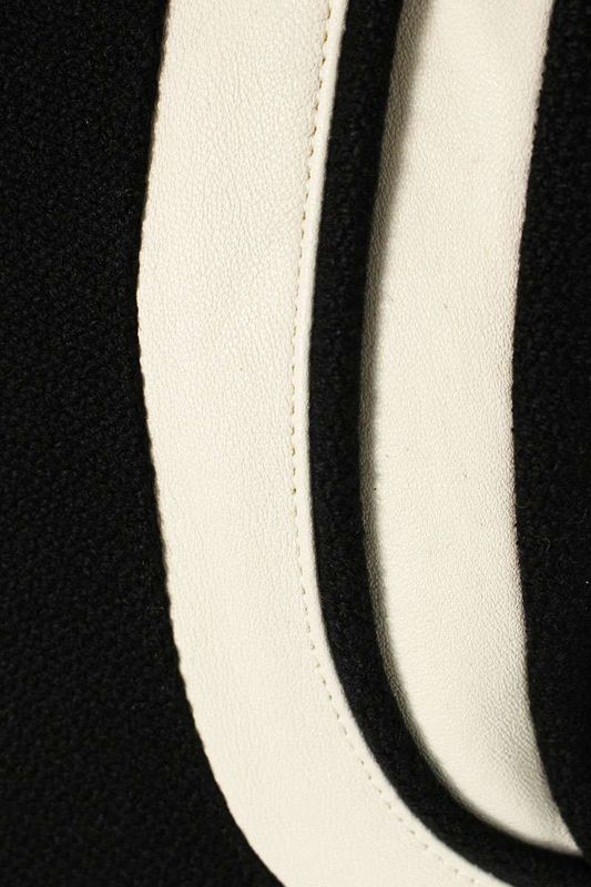 Saint Laurent Paris 325138 Y800b Leather Trim Stadium Teddy Blouson Men's 46