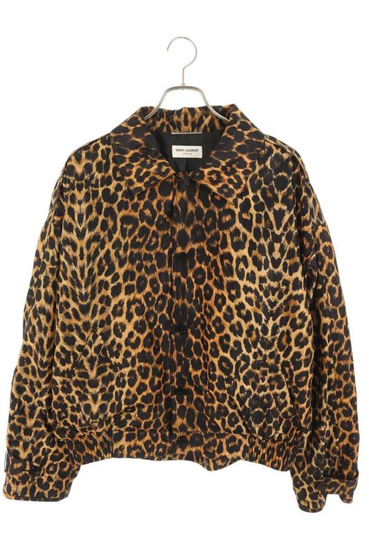 Saint Laurent Paris 770540 Y1i80 Nylon Blouson With Leopard Pattern Men's 50
