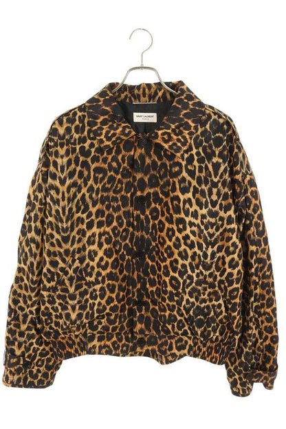Saint Laurent Paris 770540 Y1i80 Nylon Blouson With Leopard Pattern Men's 50