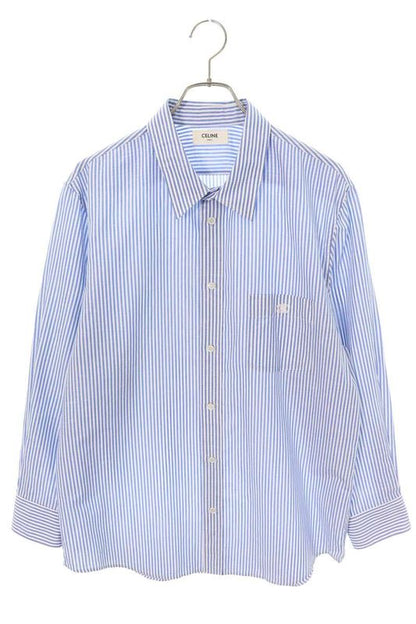 Celine 2c982724t Triomphe Striped Long Sleeve Shirt Men's 42