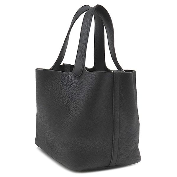 Hermes Handbag Picotin Lock MM Taurillon Clemence Black Gold Hardware Black