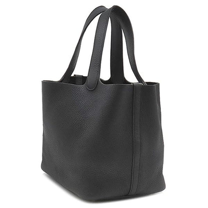 Hermes Handbag Picotin Lock MM Taurillon Clemence Black Gold Hardware Black