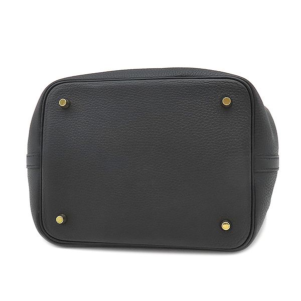 Hermes Handbag Picotin Lock MM Taurillon Clemence Black Gold Hardware Black