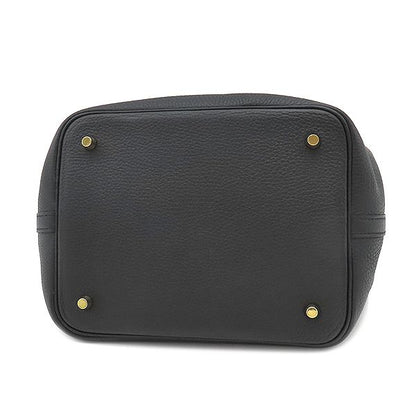 Hermes Handbag Picotin Lock MM Taurillon Clemence Black Gold Hardware Black