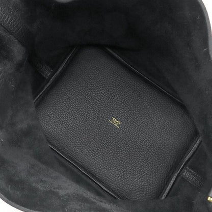 Hermes Handbag Picotin Lock MM Taurillon Clemence Black Gold Hardware Black