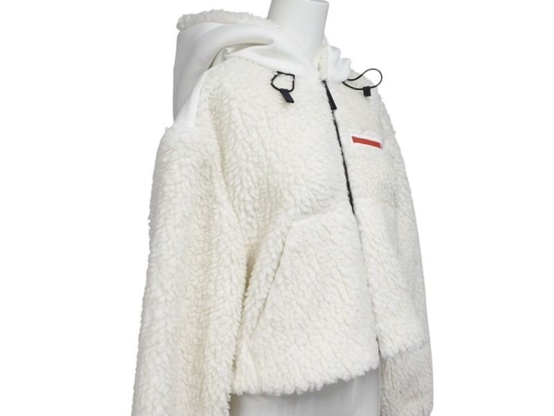 Prada Sports Cropped Double Fleece Jacket White XS — view 3