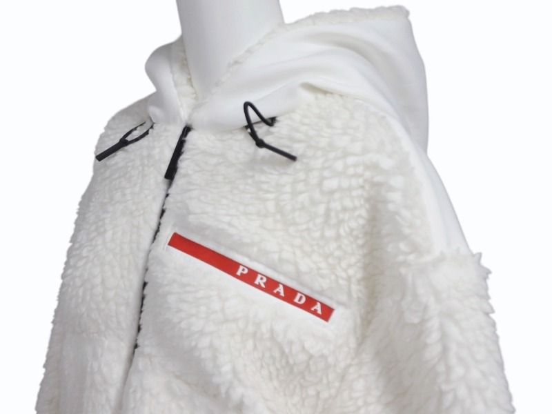 Prada Sports Cropped Double Fleece Jacket White XS — view 4