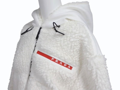 Prada Sports Cropped Double Fleece Jacket White XS — view 4