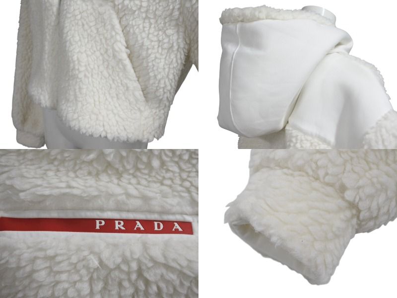 Prada Sports Cropped Double Fleece Jacket White XS — view 7
