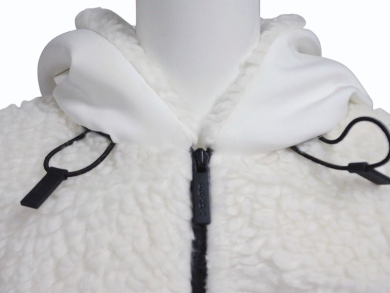 Prada Sports Cropped Double Fleece Jacket White XS — view 5