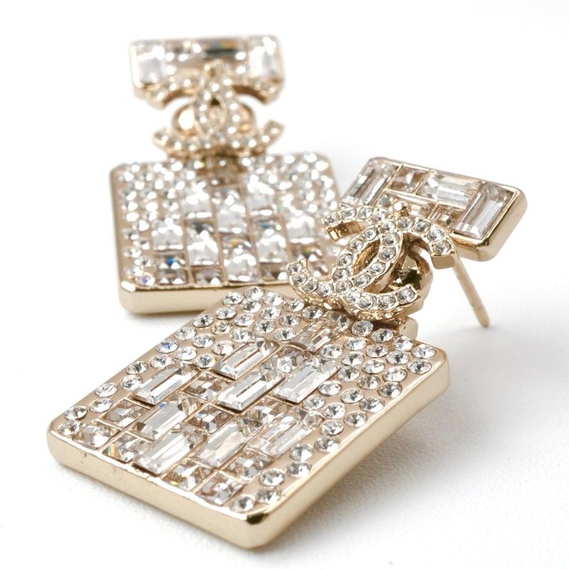 Chanel Earrings Earring Gold Coco Mark Rhinestone Perfume Bottle