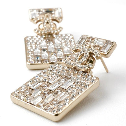 Chanel Earrings Earring Gold Coco Mark Rhinestone Perfume Bottle