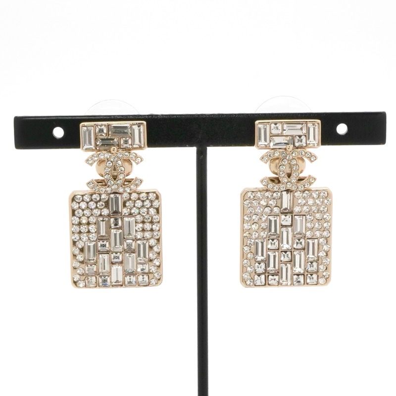Chanel Earrings Earring Gold Coco Mark Rhinestone Perfume Bottle