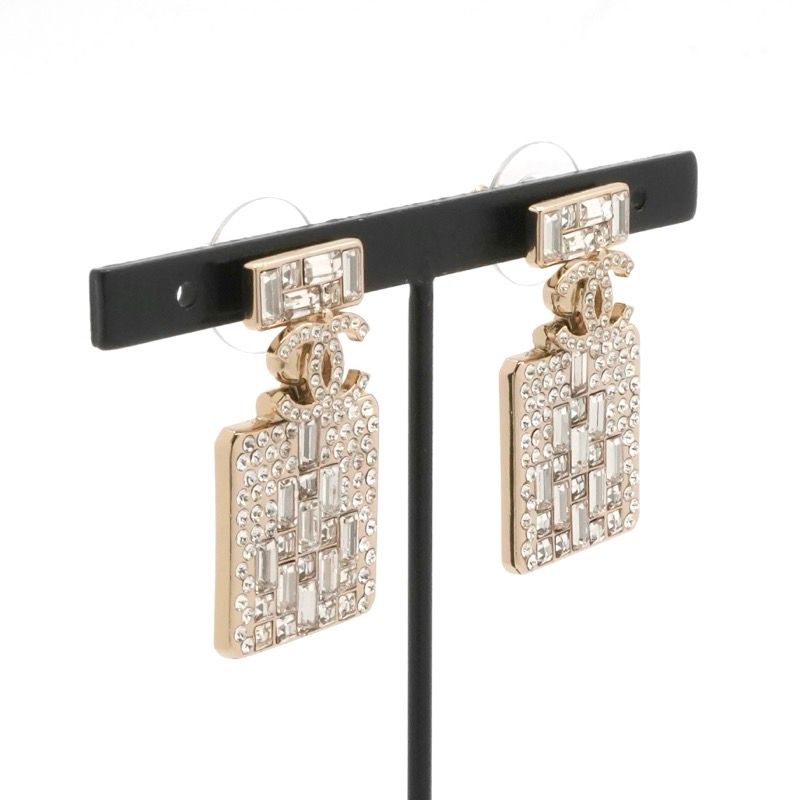 Chanel Earrings Earring Gold Coco Mark Rhinestone Perfume Bottle