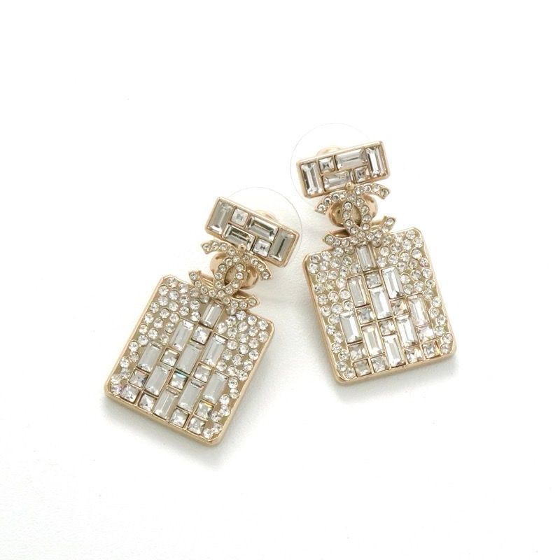 Chanel Earrings Earring Gold Coco Mark Rhinestone Perfume Bottle