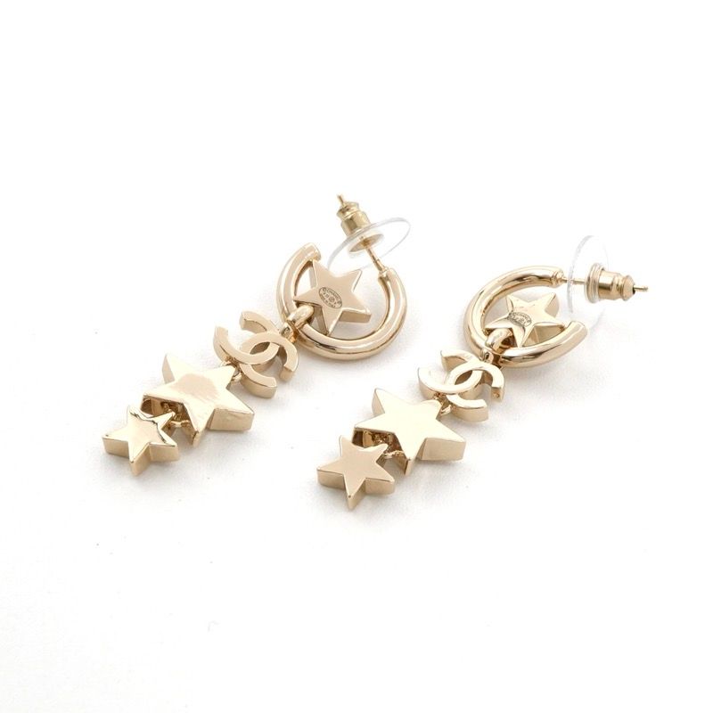 Chanel Earrings Earring Gold Hoop Earrings Coco Mark Rhinestone Star