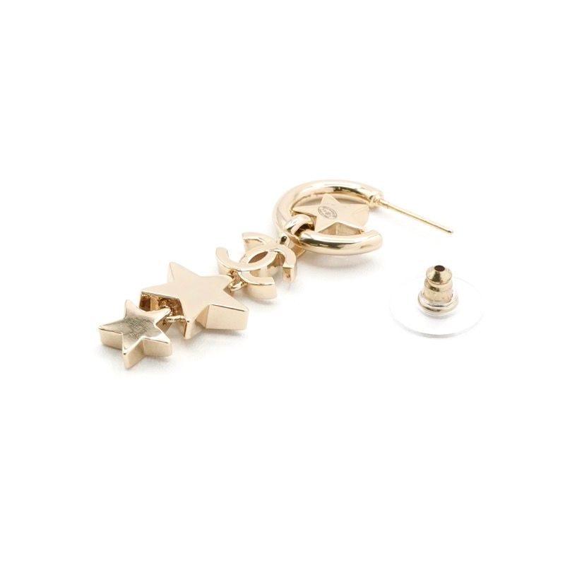 Chanel Earrings Earring Gold Hoop Earrings Coco Mark Rhinestone Star