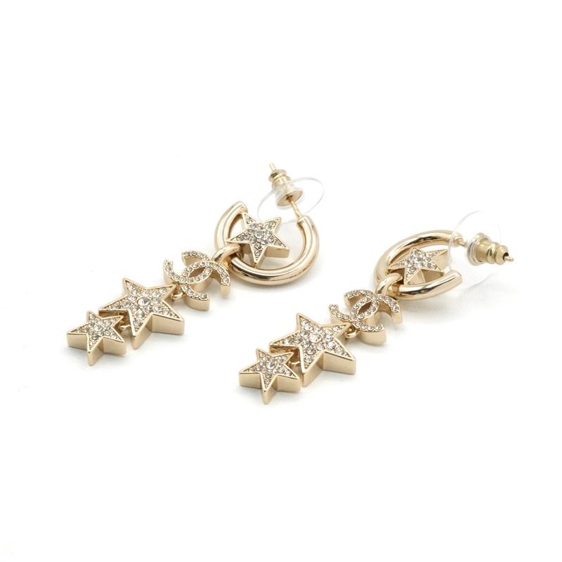 Chanel Earrings Earring Gold Hoop Earrings Coco Mark Rhinestone Star