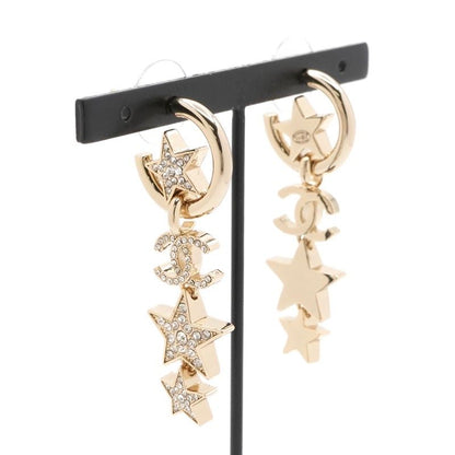 Chanel Earrings Earring Gold Hoop Earrings Coco Mark Rhinestone Star