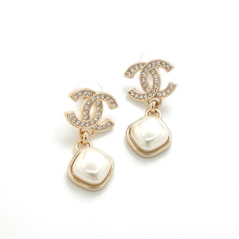 Chanel Earrings Earring Gold Coco Mark Rhinestone