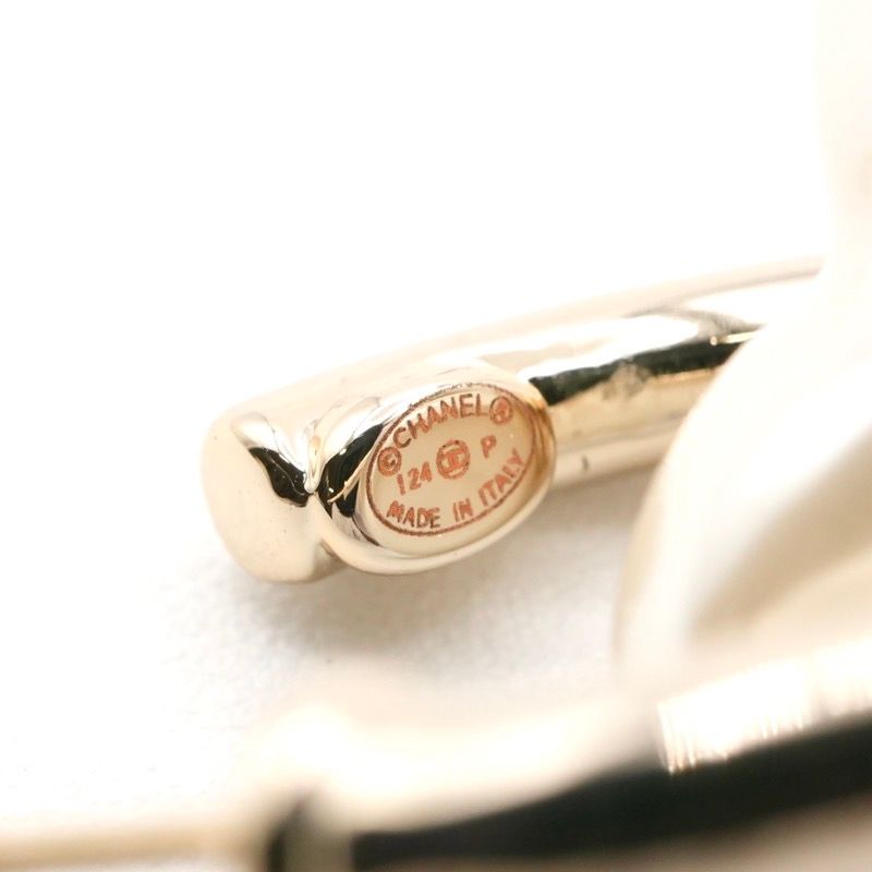 Chanel Earrings Earring Gold White Coco Mark Rhinestone Heart Hoop