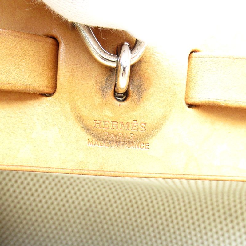 Hermes Herbag Her Bag MM Toile GM Calf Women's Backpack Daypack Natural