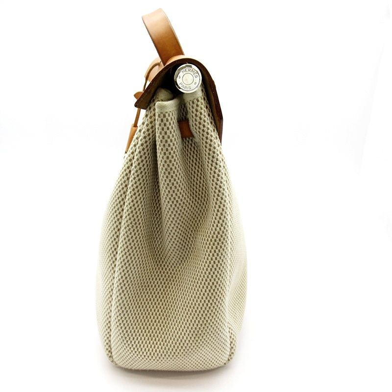 Hermes Herbag Her Bag MM Toile GM Calf Women's Backpack Daypack Natural