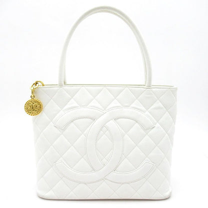 Chanel Reproduction Tote A01804 Caviar Skin Women's Tote Bag White Excellent