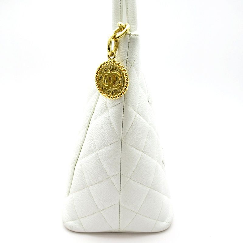 Chanel Reproduction Tote A01804 Caviar Skin Women's Tote Bag White Excellent