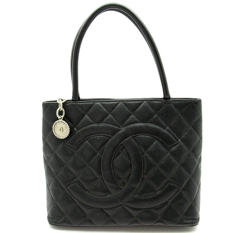 Chanel Reproduction Tote A01804 Caviar Skin Women's Tote Bag Black Excellent