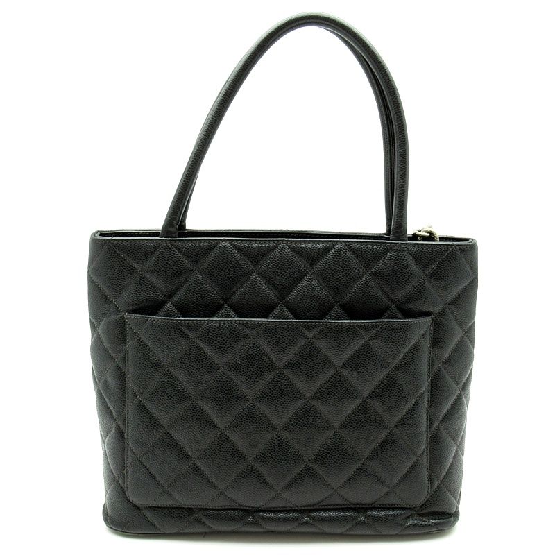 Chanel Reproduction Tote A01804 Caviar Skin Women's Tote Bag Black Excellent