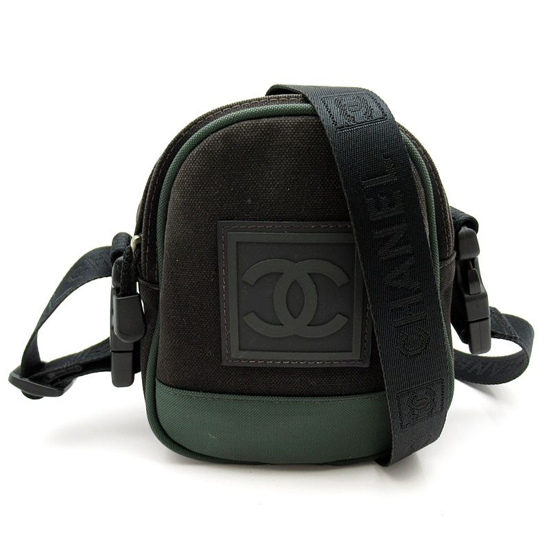 Chanel Sport Line Shoulder Bag A23300 Nylon Men's Shoulder Bag Black Excellent