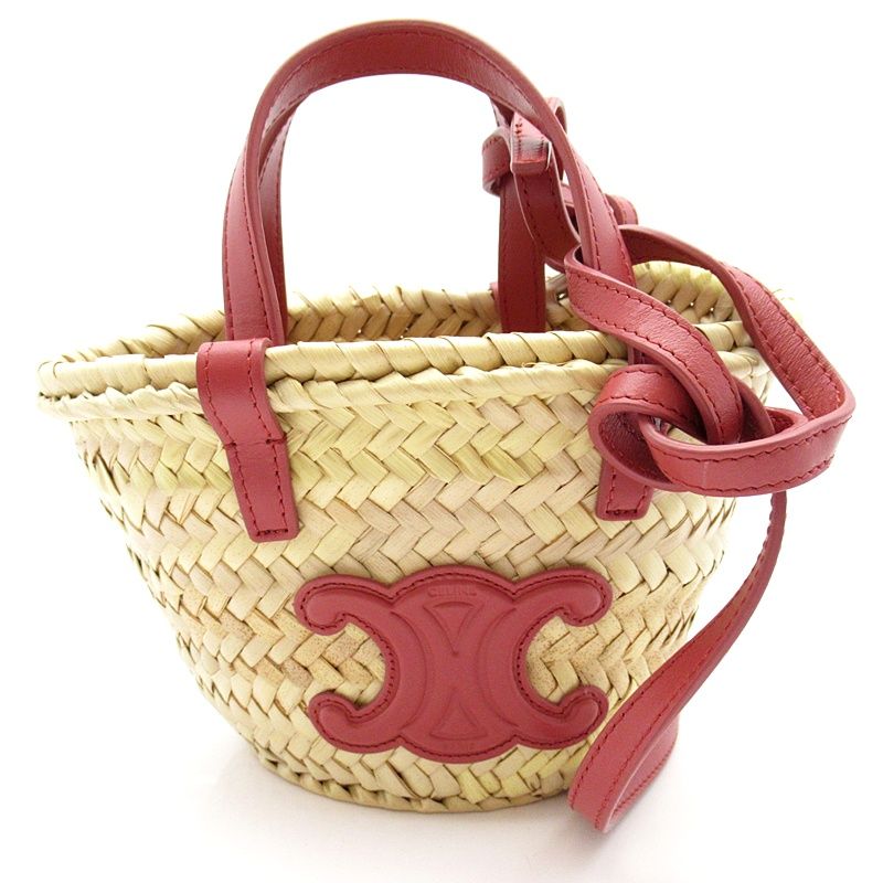Celine Mini Triomphe Pannier Handbag 10j392eh6.27lk Raffia and Calf Ladies