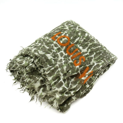 Louis Vuitton Shawl Camouflage 70% Cashmere 30% Silk Women's Khaki